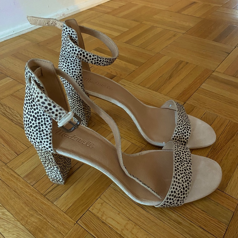 Madewell Brooke dotted ankle strap heels